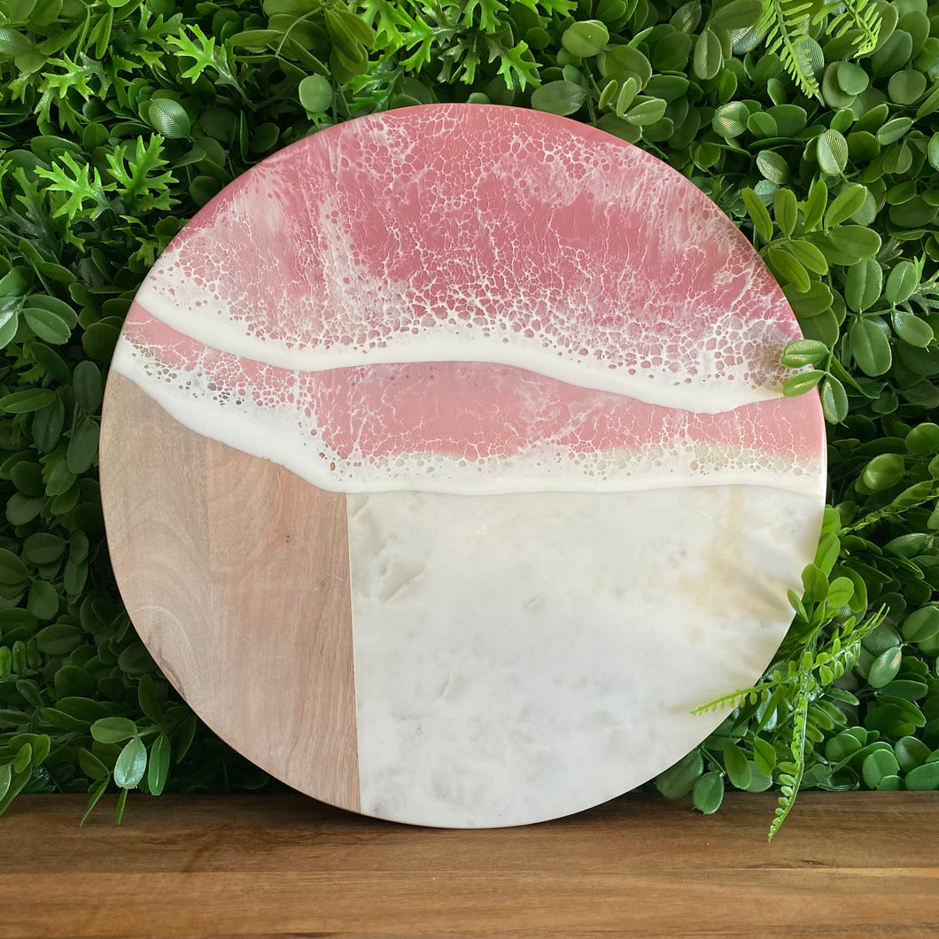 Marble & Wood Lazy Susan Set